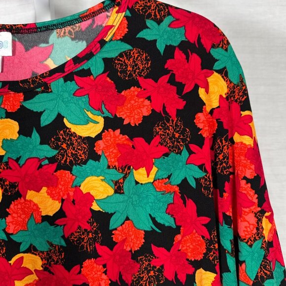 LuLaRoe IRMA Black ROSES Floral Pink Yellow Red Hi-Low Tunic Top Shirt MEDIUM M - Picture 4 of 6